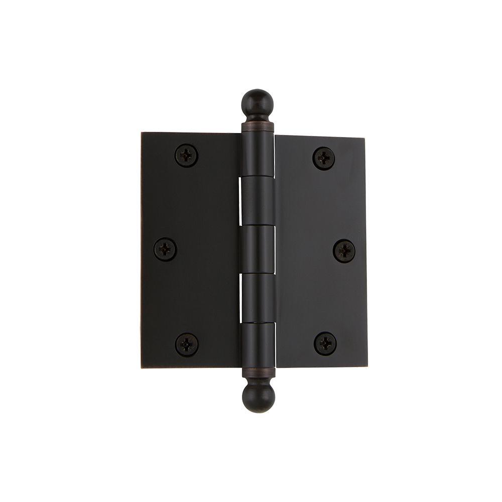 Nostalgic Warehouse 3.5 in. Antique Pewter Ball Tip Residential Hinge with 5/8 in. Radius Corners - Super Arbor