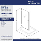 Lumen 36 in. x 72 in. Semi-Frameless Hinged Shower Door in Oil Rubbed Bronze with 36 in. x 36 in. Base in White