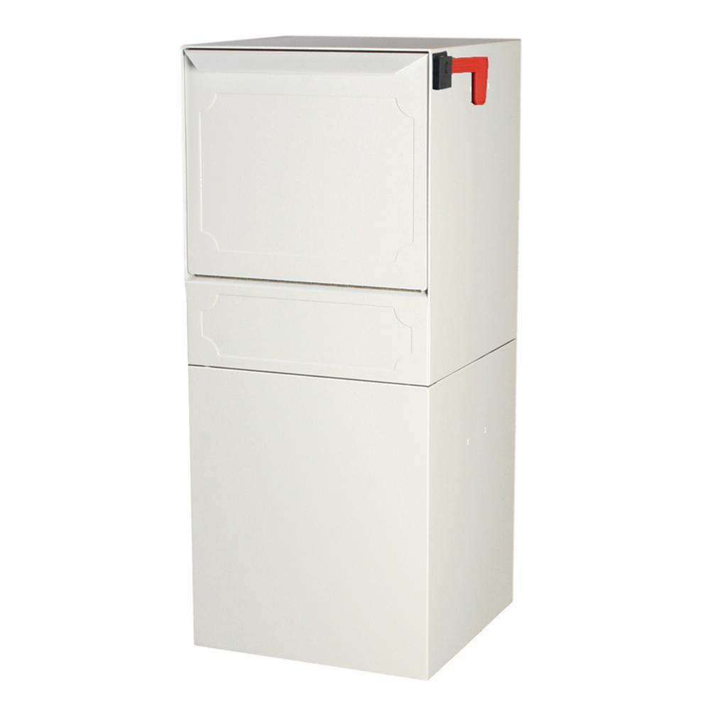 Parcel Protector Vault Black Post/Column Mount Locking Mailbox with Outgoing Mail Clip and Carrier Service Flag - Super Arbor