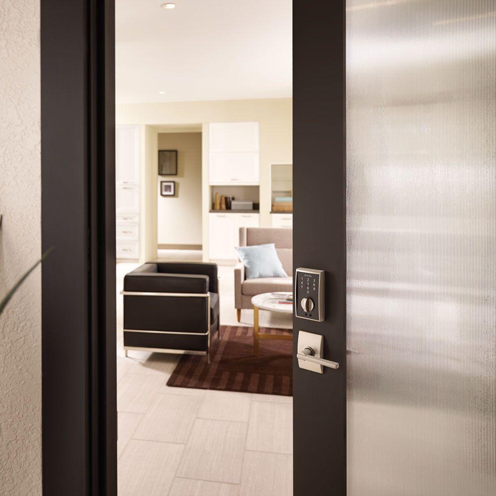 Century Touch Electronic Door Lock Deadbolt and Latitude Lever in Matte Black - Super Arbor