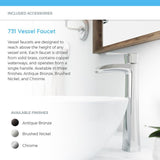 MR Direct Porcelain Vessel Sink in White with 731 Faucet and Pop-Up Drain in Brushed Nickel