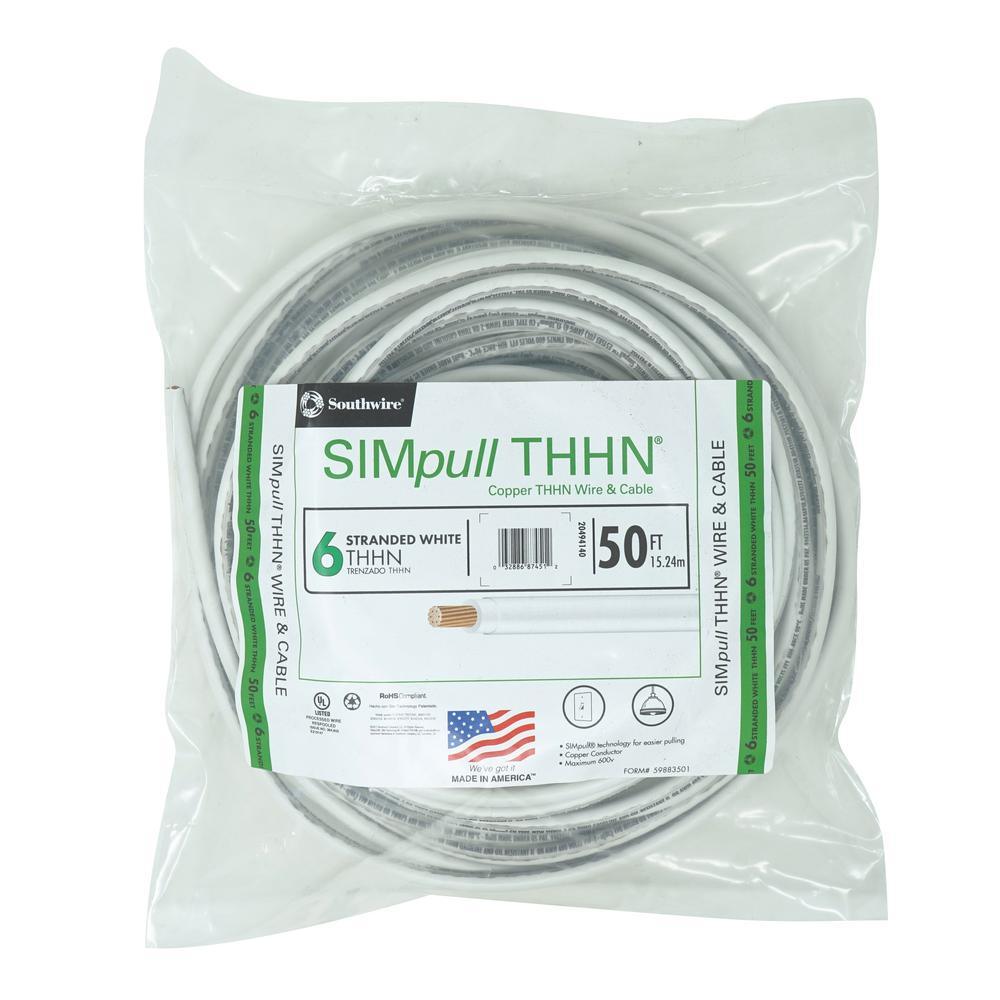 500 ft. 6 Black Stranded CU SIMpull THHN Wire - Super Arbor