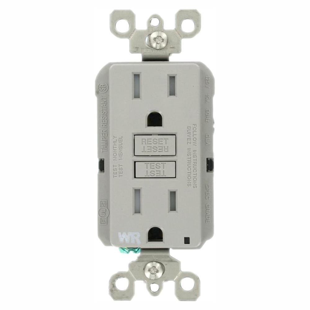 15 Amp 125-Volt Duplex Self-Test Tamper Resistant/Weather Resistant GFCI Outlet, White - Super Arbor