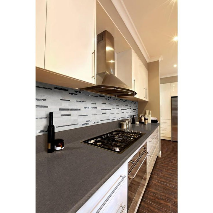 MSI Moderno Blanco Interlocking 12 in. x 18 in. x 8 mm Metal Stone Blend Mesh-Mounted Mosaic Tile (15 sq. ft. / case)