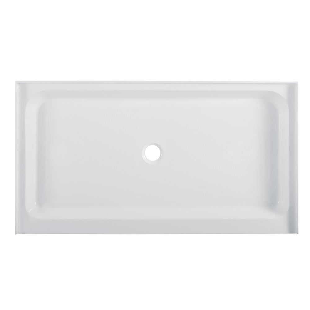 Voltaire 60 in. x 36 in. Acrylic Single-Threshold Center Drain Shower Base in White - Super Arbor
