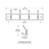 18 in. White and Satin Nickel Beveled Square Hook Rack