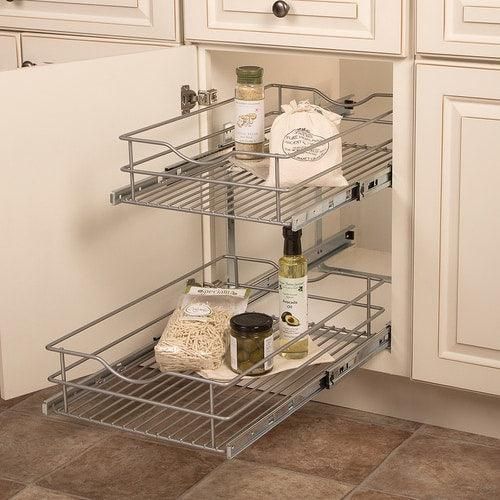 Knape & Vogt 14.56-in W x 19.25-in H 2-Tier Pull Out Metal Baskets & Organizers