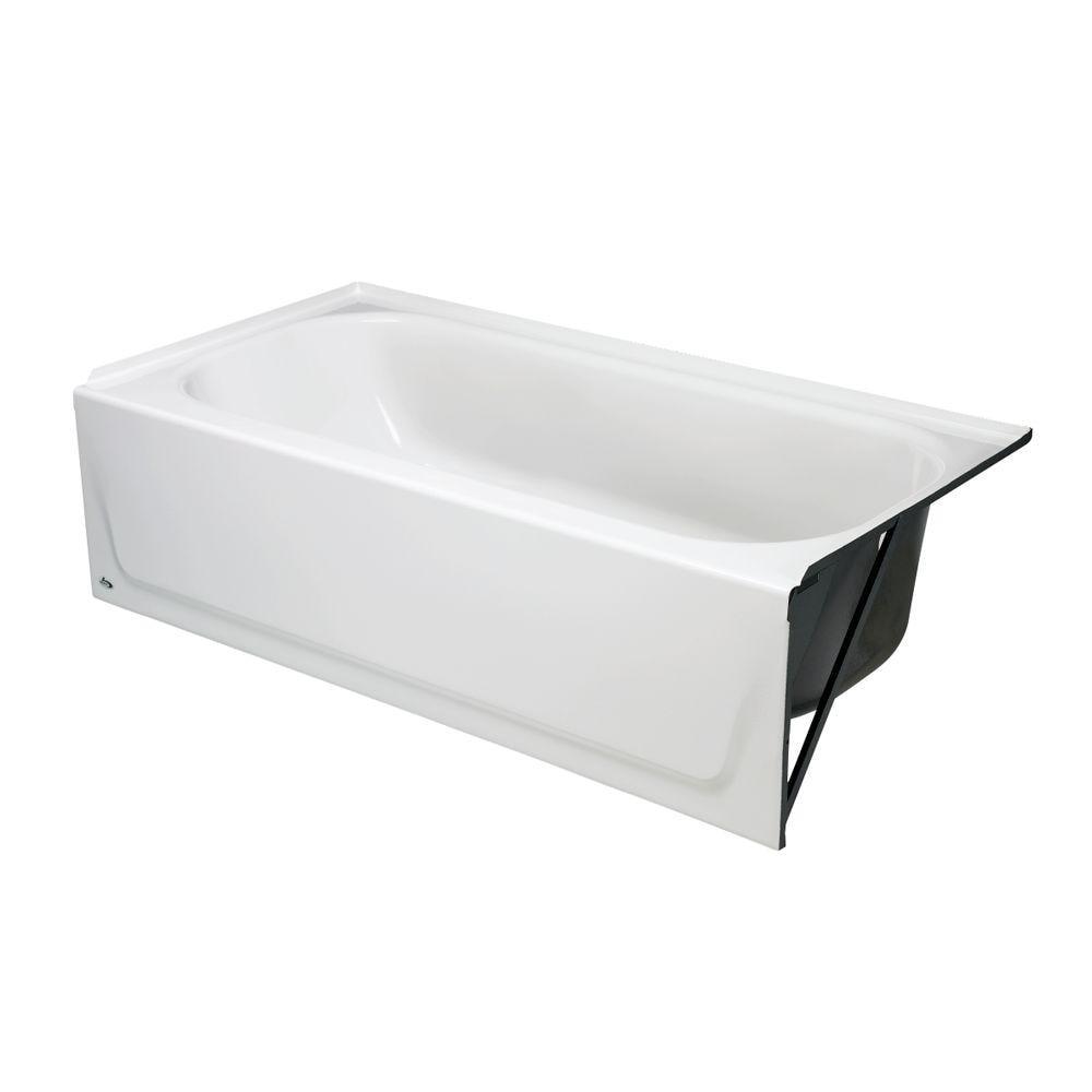 Maui 60 in. Left Drain Rectangular Alcove Soaking Bathtub in White - Super Arbor