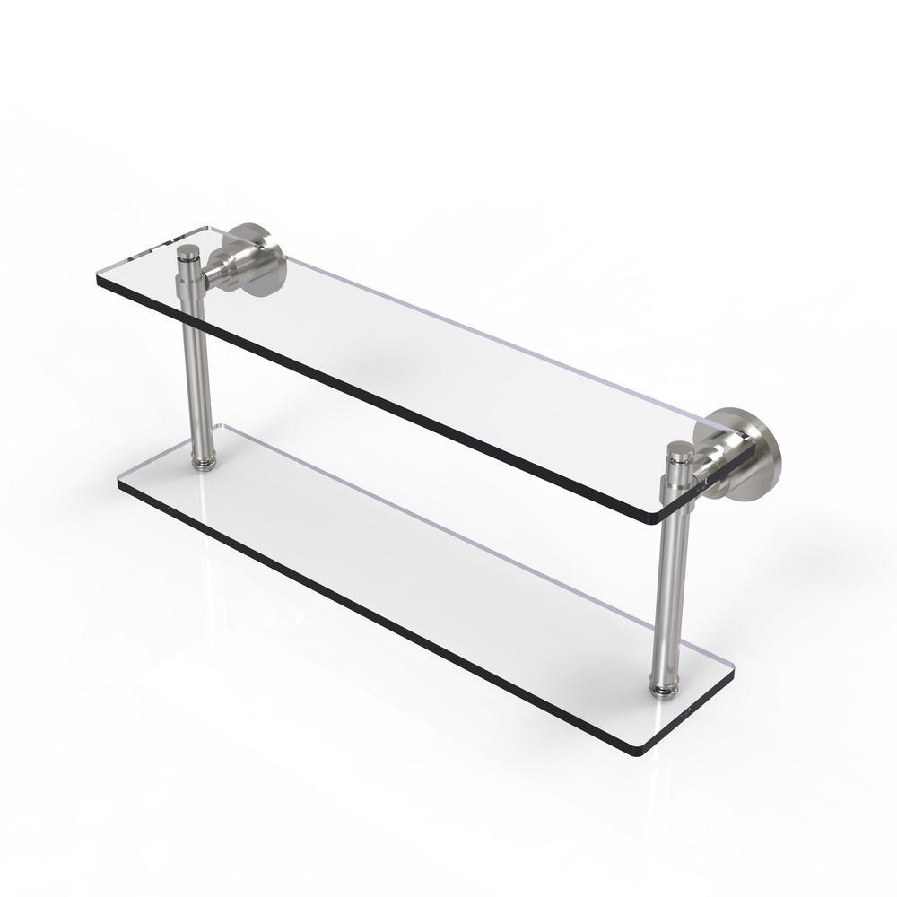 Washing Square Collection 22 in. 2-Tiered Glass Shelf in Matte Black - Super Arbor