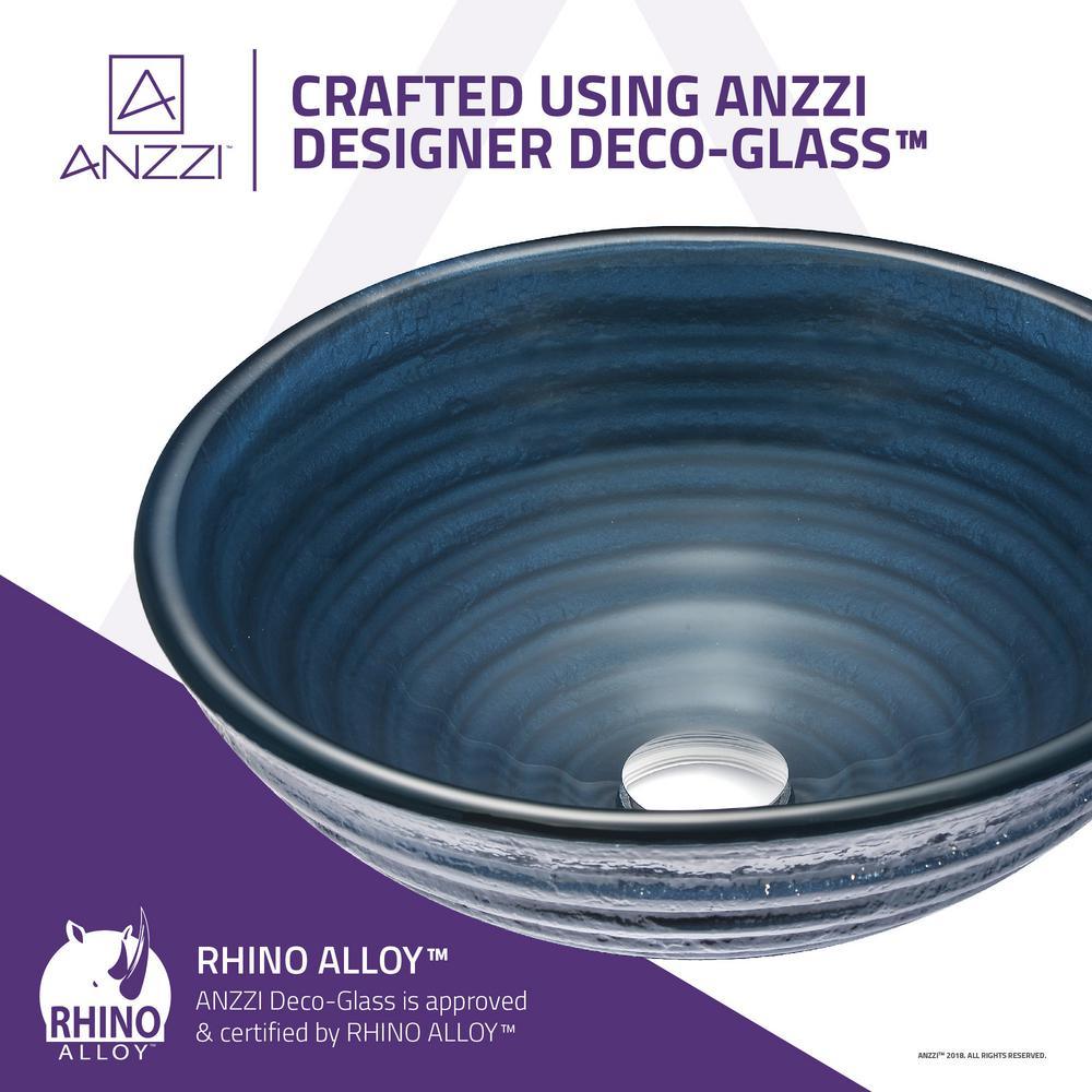 Tempo Series Deco-Glass Vessel Sink in Coiled Blue - Super Arbor