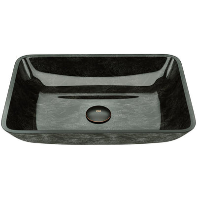 VIGO Onyx Handmade Glass Rectangle Vessel Bathroom Sink in Gray Onyx - Super Arbor