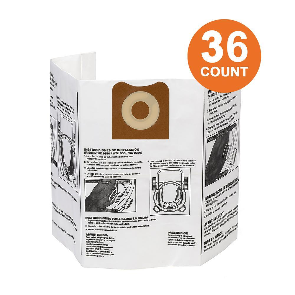 High-Efficiency Size A Dust Bags for 12 Gal. to 16 Gal. RIDGID Wet/Dry Vacs (2-Pack) - Super Arbor