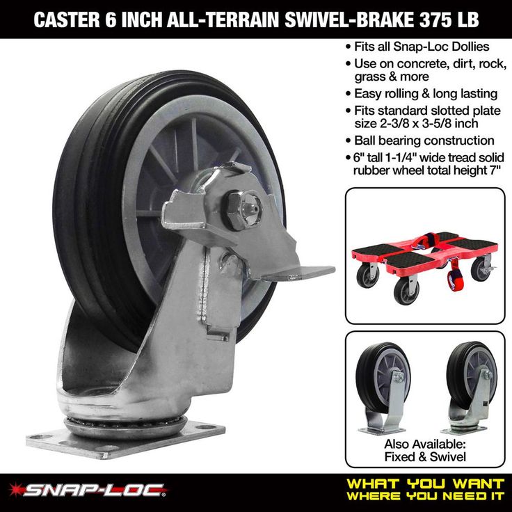 6 in. All-Terrain Solid Rubber Swivel Caster with Brake