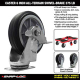 6 in. All-Terrain Solid Rubber Swivel Caster with Brake