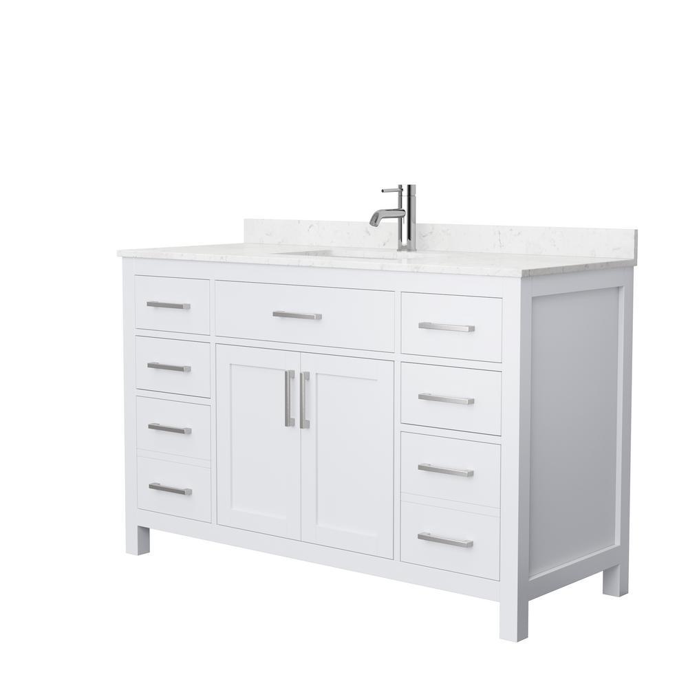 Beckett 42 in. W x 22 in. D Single Vanity in White with Cultured Marble Vanity Top in White with White Basin - Super Arbor