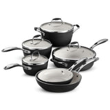 Gourmet Ceramica Deluxe 10-Piece Metallic Black Cookware Set with Lids