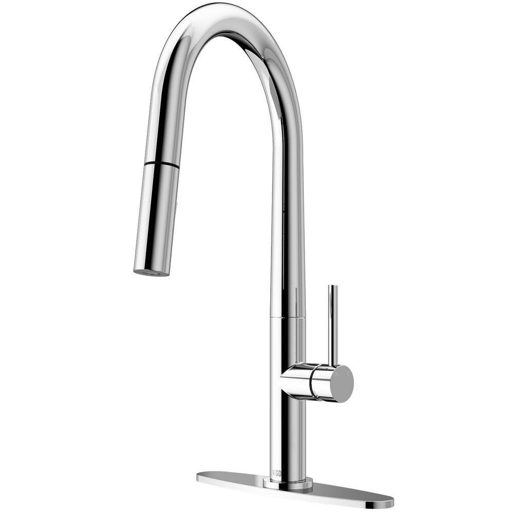 Greenwich Single-Handle Pull-Down Sprayer Kitchen Faucet with Deck Plate in Matte Black - Super Arbor