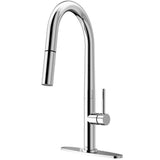 Greenwich Single-Handle Pull-Down Sprayer Kitchen Faucet with Deck Plate in Matte Black - Super Arbor