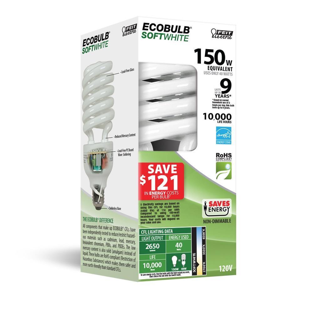 150-Watt Equivalent Soft White Spiral CFL Light Bulb (12-Pack) - Super Arbor