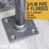 3/4 in. x 2.5 ft. L Black Steel Pipe Square Flange Table Kit (Set of 4)