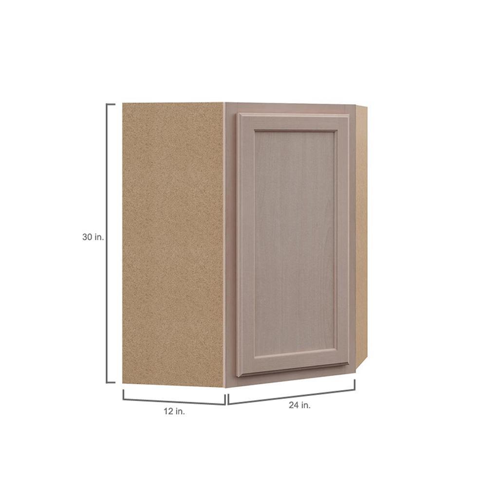 Hampton Assembled 24x30x12 in. Diagonal Corner Wall Kitchen Cabinet in Unfinished Beech - Super Arbor