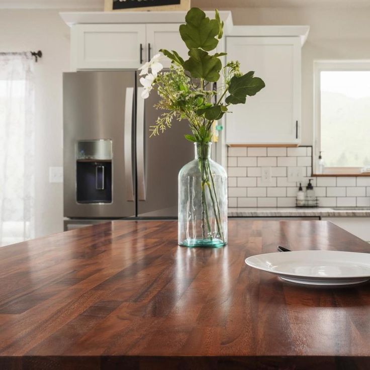 Sparrow Peak Saman 10-ft Natural Straight Butcher Block Saman Kitchen Countertop
