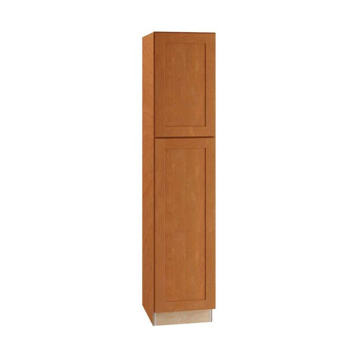 Home Decorators Collection Newport 18 in. W x 24 in. D x 84 in. H Assembled Plywood Pantry Kitchen Cabinet in Cinnamon with 4ROT Soft Close LH