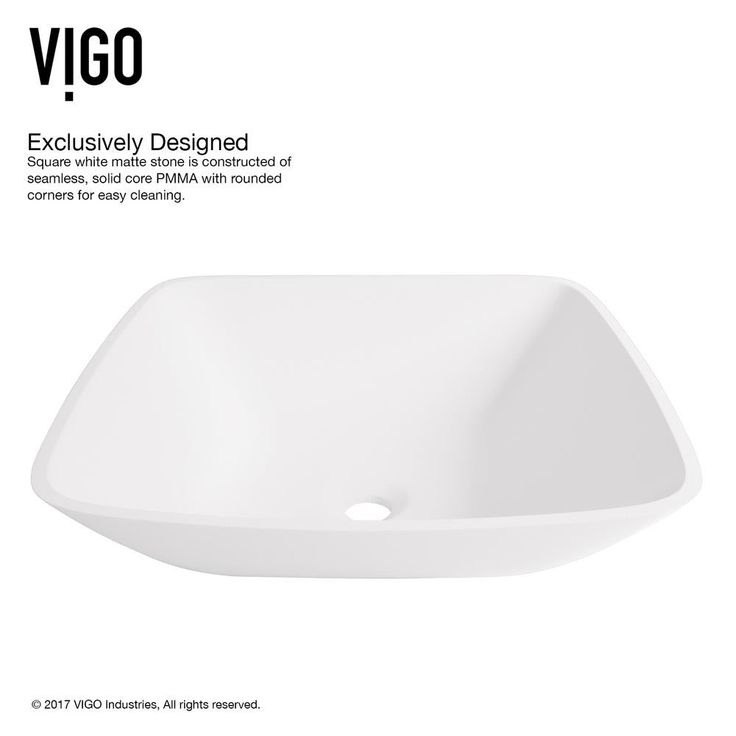 VIGO Hyacinth Handmade Countertop White Matte Stone Square Vessel Bathroom Sink in Matte White