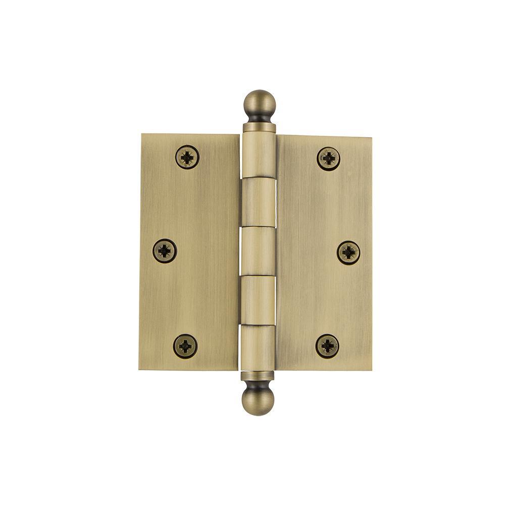 Nostalgic Warehouse 3.5 in. Antique Pewter Ball Tip Residential Hinge with 5/8 in. Radius Corners - Super Arbor