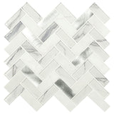 MSI Bytle Bianco Herringbone 12 in. x 12 in. x 6 mm Textured Multi-Surface Mesh-Mounted Mosaic Tile ( 15 sq. ft. / case )