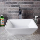 16 in. x 16 in. x 5 in. Vessel Sink in White Bathroom Ceramic Square Porcelain Sink - Super Arbor