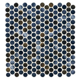 MSI Penny Round Azul 11.3 in. x 12.2 in. x 6mm Glossy Porcelain Mesh-Mounted Mosaic Tile (14.4 sq. ft. / case)