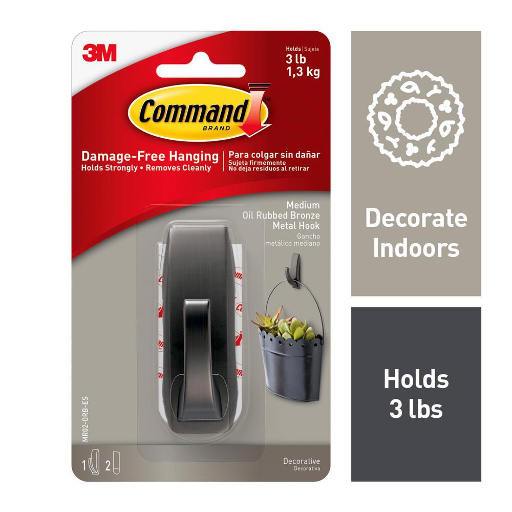 Modern Reflections Medium Oil Rubbed Bronze Metal Hook (1-Hook) (2-Adhesive Strips) - Super Arbor