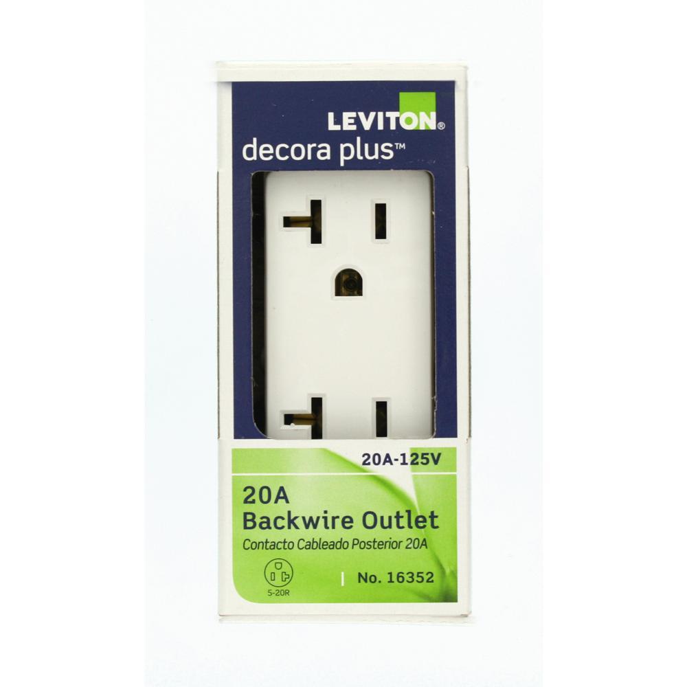 Decora Plus 20 Amp Industrial Grade Duplex Outlet, White - Super Arbor