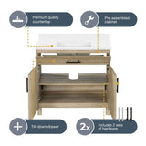 Style Selections Dolton 36-in Natural Oak Undermount Single Sink Bathroom Vanity with White Engineered Stone Top