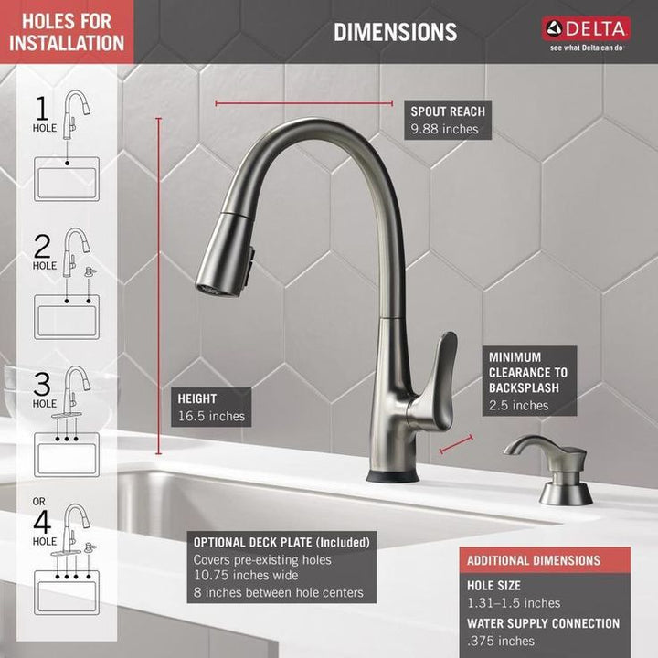Delta Dunsley VoiceIQ Spotshield Stainless 1-Handle Deck-Mount Pull-Down Touchless Kitchen Faucet