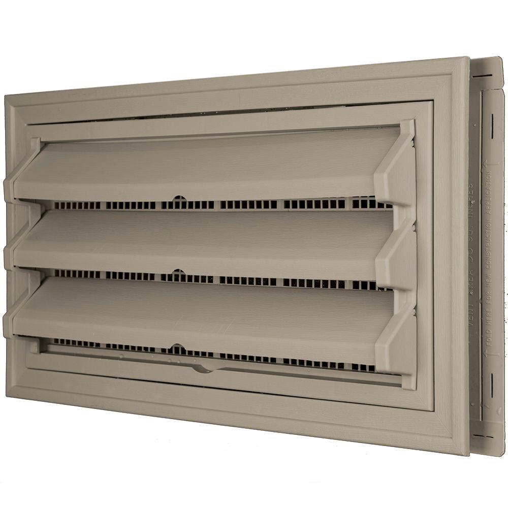 9-3/8 in. x 17-1/2 in. Foundation Vent Kit with Trim Ring and Optional Fixed Louvers (Galvanized Screen) in #097 Clay