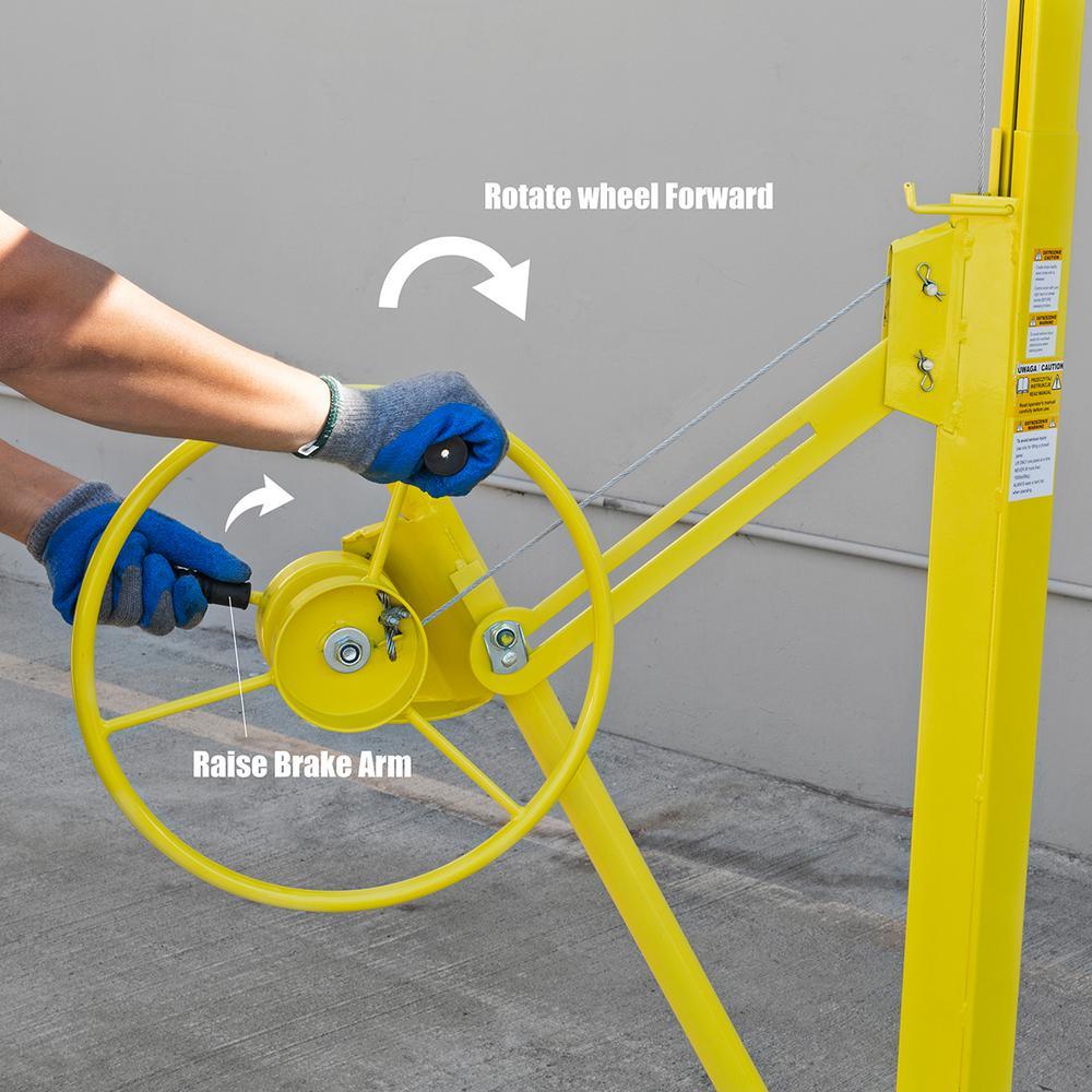 Professional 150 lbs. Drywall and Panel Lifter Rolling Hoist with Caster Wheels - Super Arbor