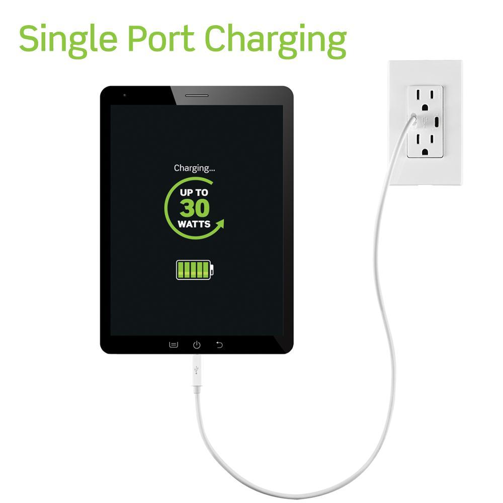 15 Amp White Duplex Tamper-Resistant Outlets with 6 Amp USB Dual Type-C Power Delivery In-Wall Chargers - Super Arbor