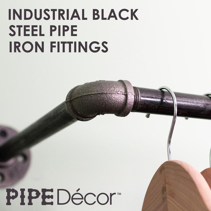 1/2 in. x 2 ft. L Black Pipe Wall Mounted Clothing Rack Kit