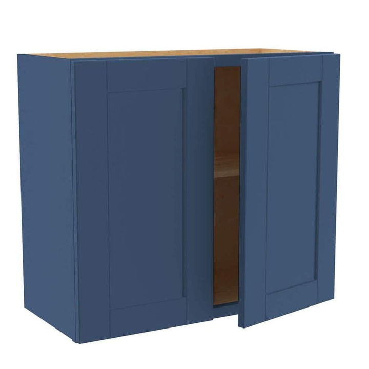 Home Decorators Collection Washington Vessel Blue Plywood Shaker Assembled Wall Kitchen Cabinet Soft Close 27 W in. x 12 D in. x 24 in. H