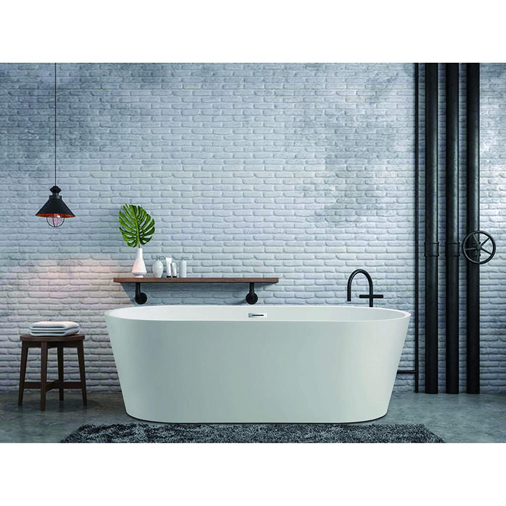 Bordeaux 59 in. Acrylic Flatbottom Freestanding Bathtub in White - Super Arbor