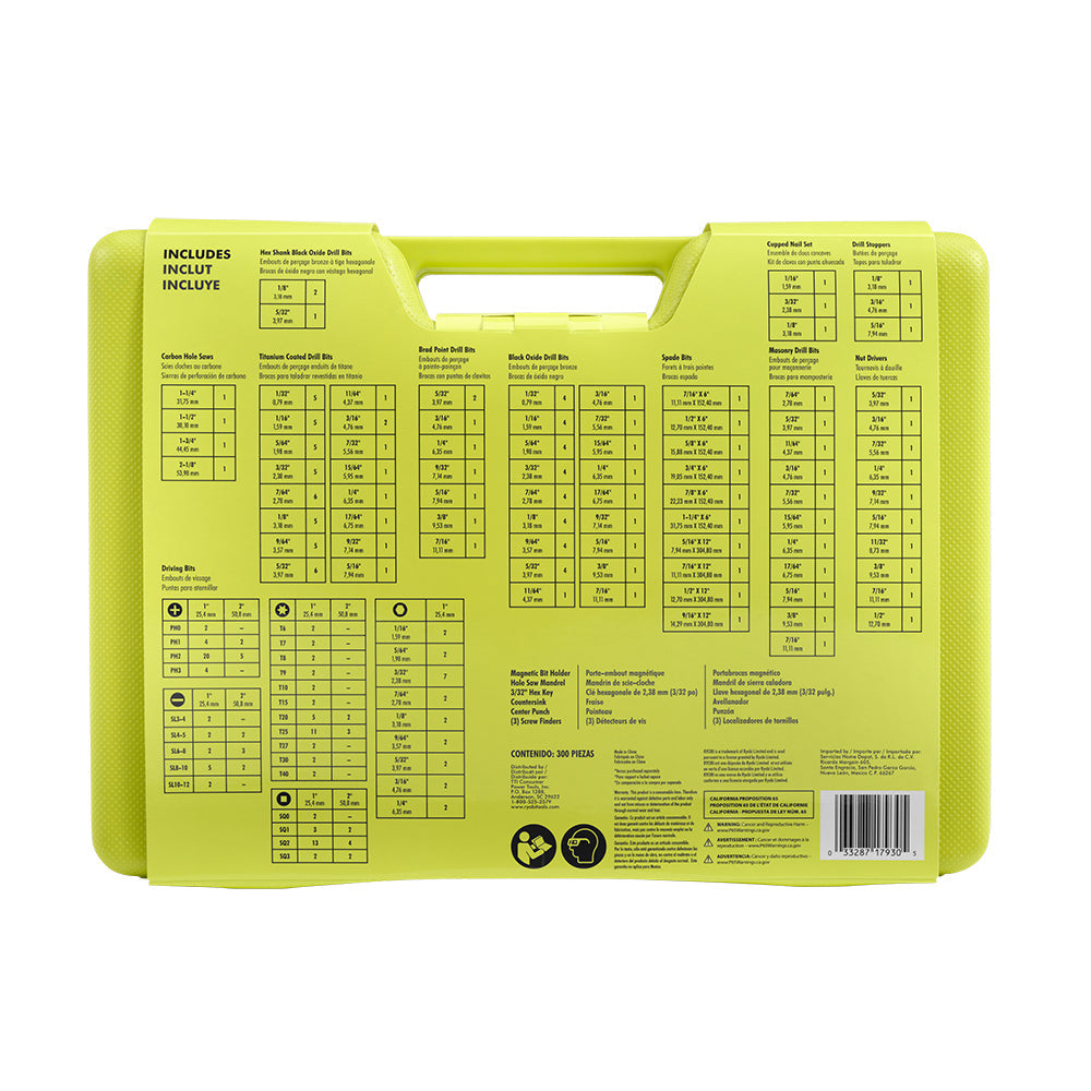RYOBI 300-Piece Multi-Material Drill and Drive Kit with Case (A983002)