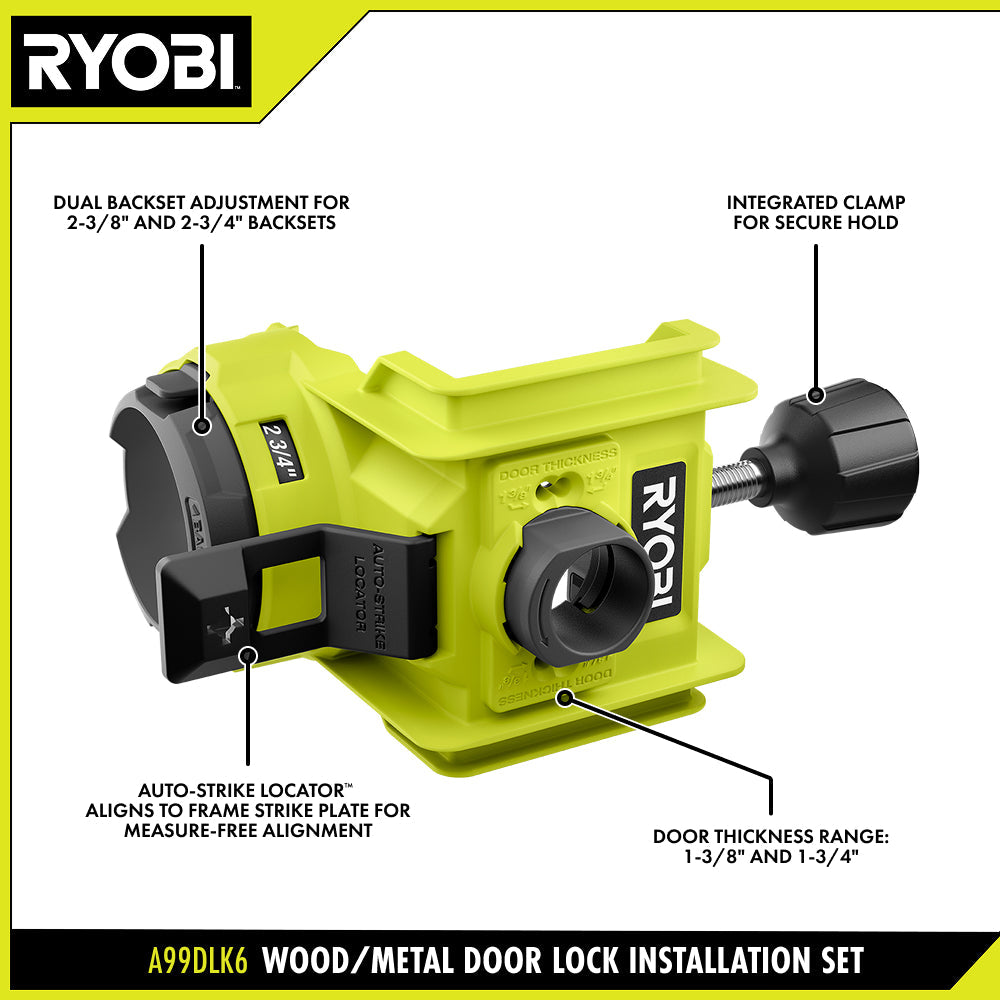 RYOBI Wood/Metal Door Lock Installation Kit (A99DLK6)
