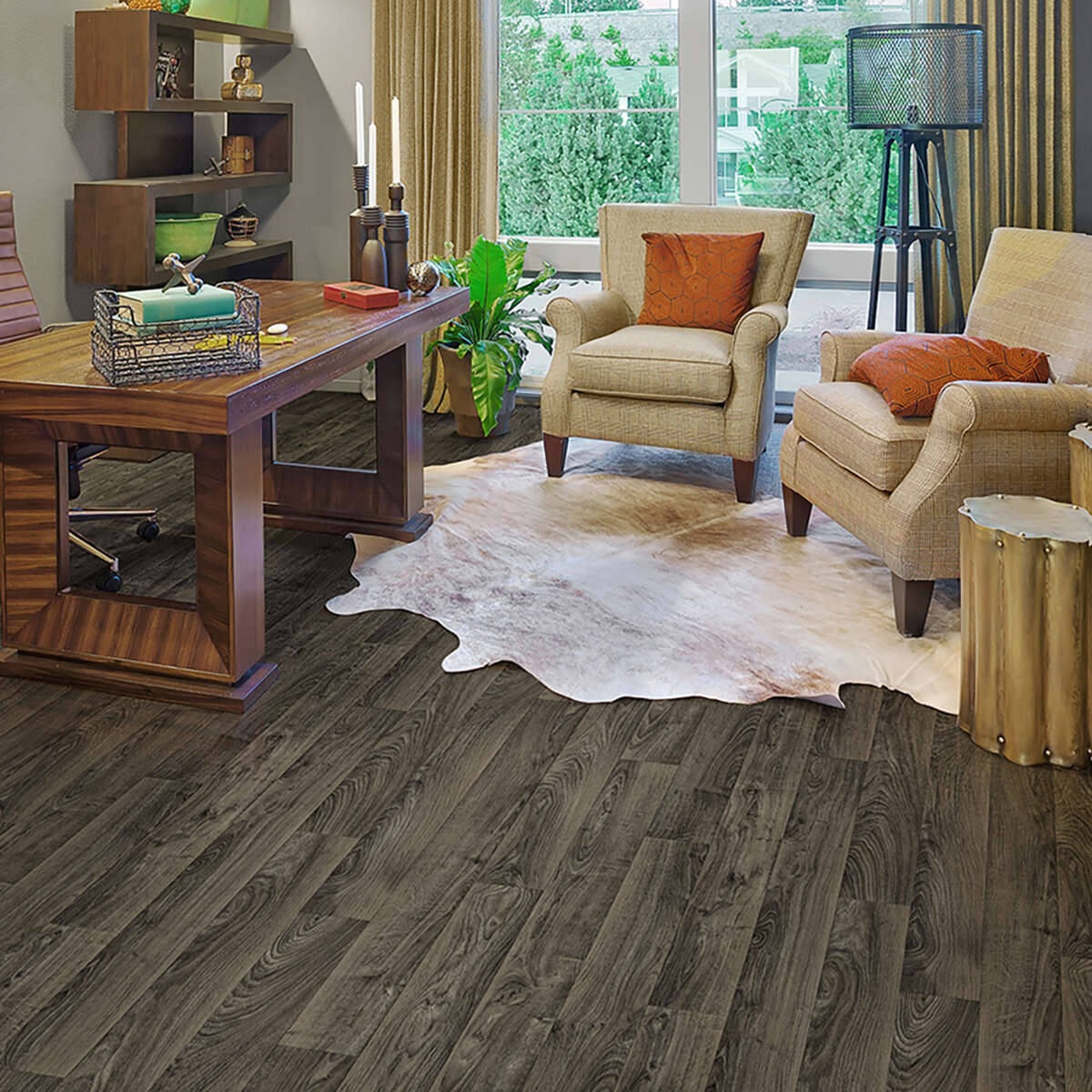 Congoleum ArmorCore Pro Wood Ridge Rainy Evening Sheet Vinyl, 12-ft Width, Low-Gloss Wood Look, Cut-to-Length