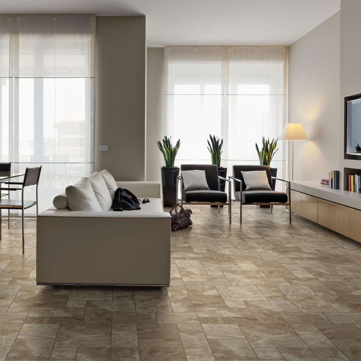 Congoleum ArmorCore LC Terrace Paver Sheet Vinyl, 12-ft W Cut-to-Length, Lighthouse Landing, Stone Look, Low-Gloss Finish