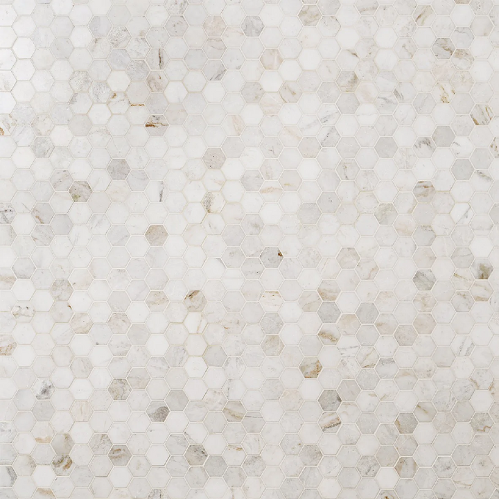 Alaska White 2" Hexagon Polished Marble Mosaic Tile