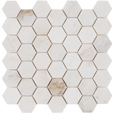 Alaska White 2" Hexagon Polished Marble Mosaic Tile
