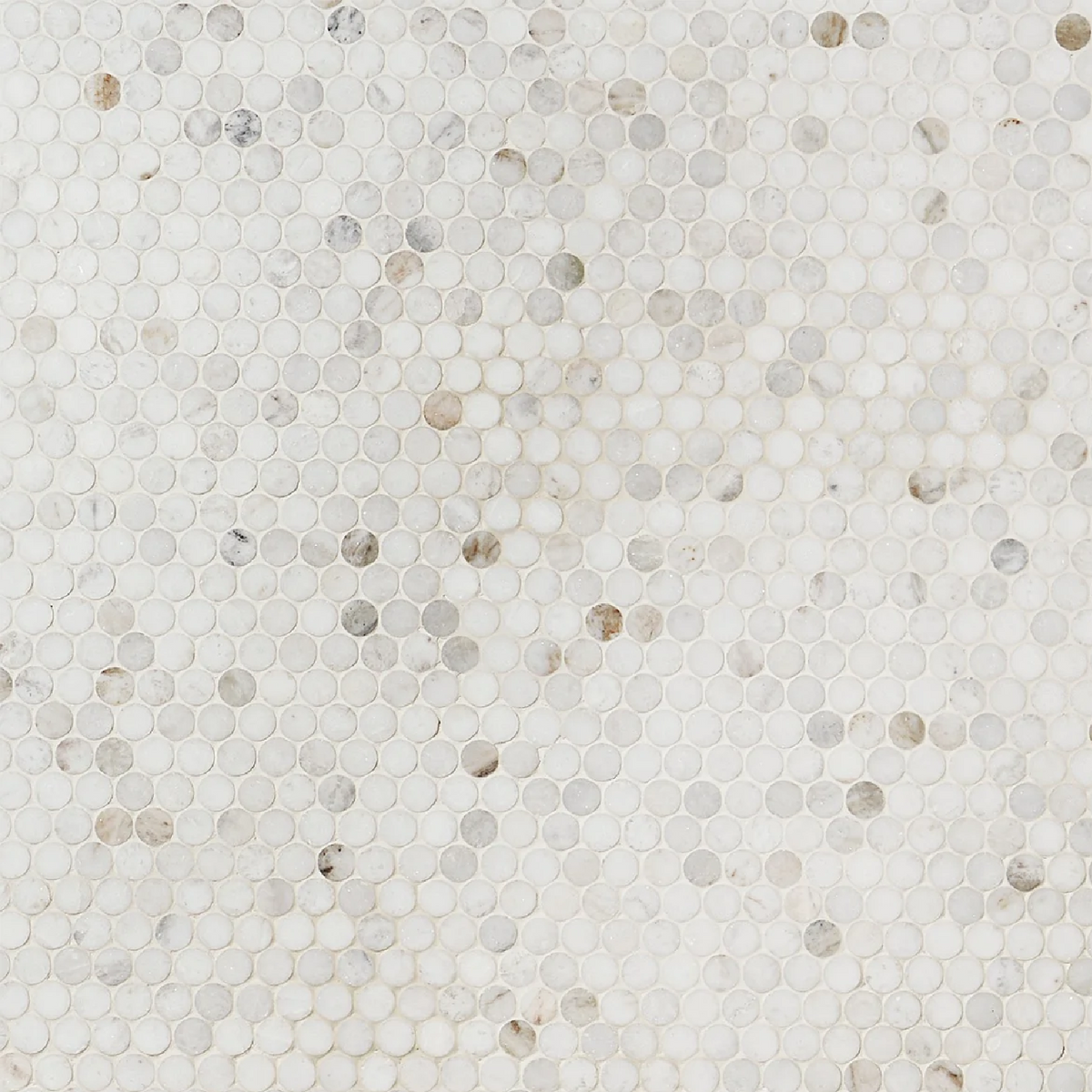 Alaska White 3/4" Penny round Polished Mosaic Tile