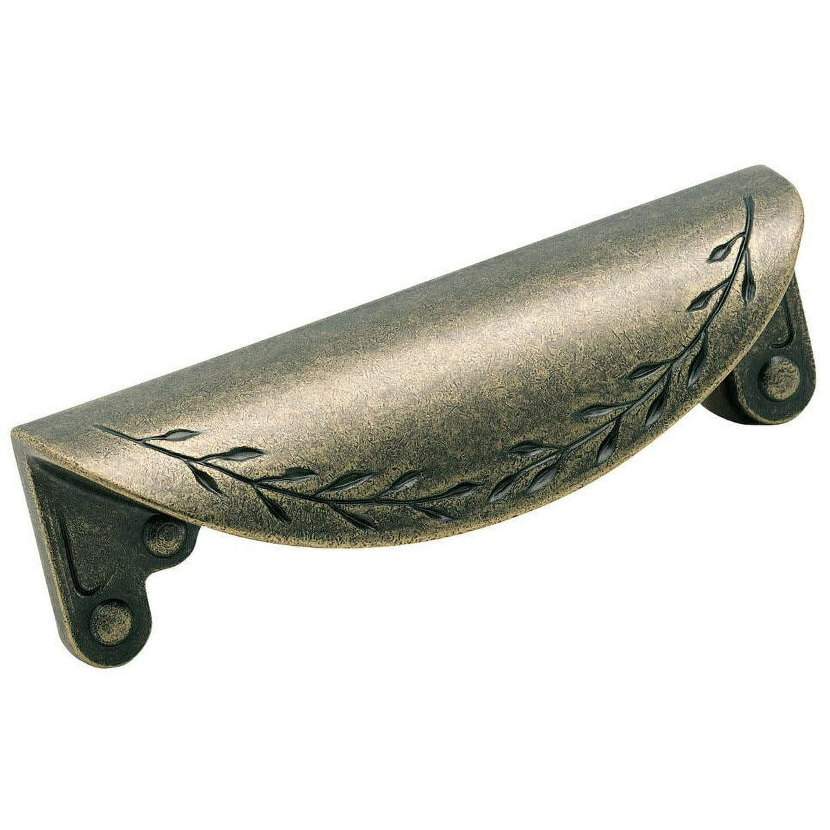 Amerock Nature's Splendor 3 in (76 mm) Center-to-Center Weathered/Elegant Brass Cabinet Drawer Cup Pull